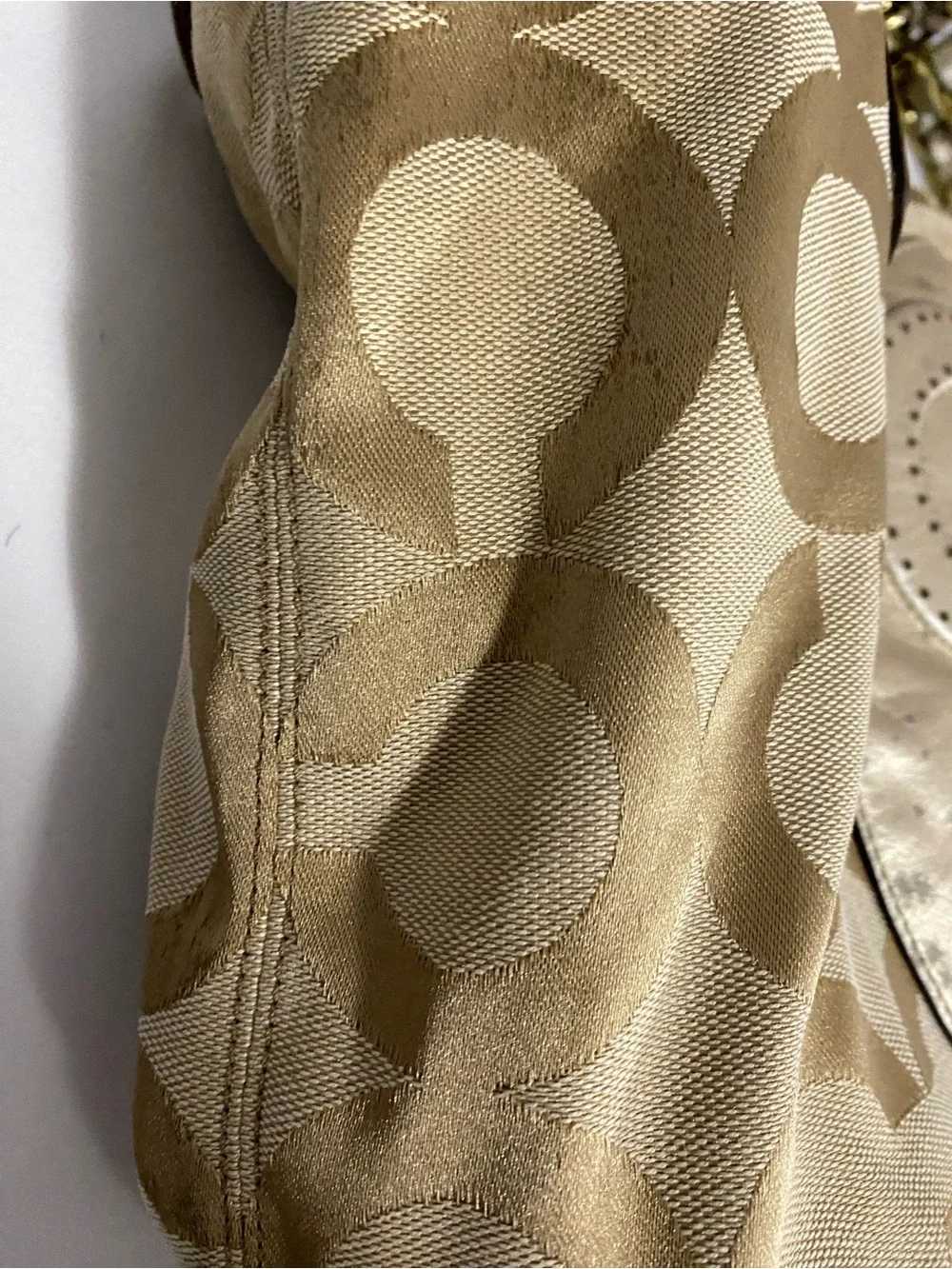Coach Large Logo Tan Shoulder Purse Used